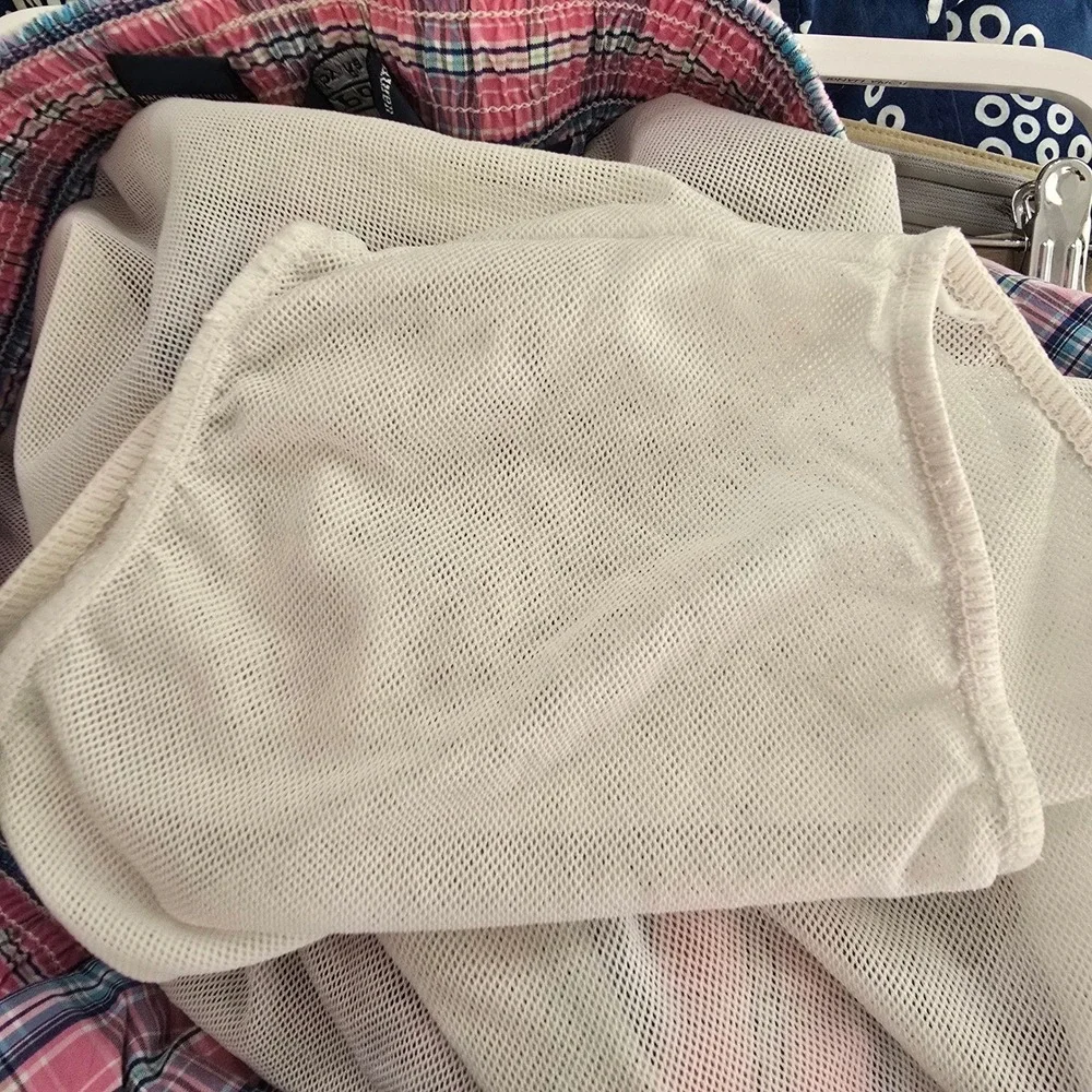 Polo Ralph Lauren Mens Pink Blue Plaid Swim Trunks Mesh Lining Size‎ L Large